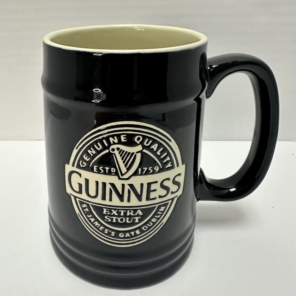 Guinness Extra Stout Ceramic Beer Mug 20 Oz Glossy Black